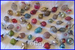 Lot of 58Antique Feather Tree Miniature Glass Christmas Ornamentsearly 1900s