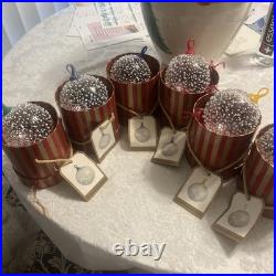 Lot of 6 Vintage hand blown snowball ornament Nordstrom by David Levi 1995
