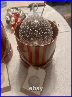 Lot of 6 Vintage hand blown snowball ornament Nordstrom by David Levi 1995