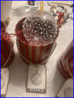 Lot of 6 Vintage hand blown snowball ornament Nordstrom by David Levi 1995