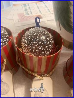 Lot of 6 Vintage hand blown snowball ornament Nordstrom by David Levi 1995