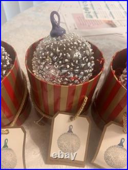 Lot of 6 Vintage hand blown snowball ornament Nordstrom by David Levi 1995