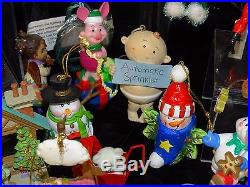 Lot of 60 Mixed Christmas Tree Ornaments Hand Blown Glass Figure Wooden Disney