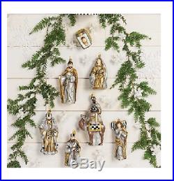 Lot of 7 Mackenzie Childs Nativity Glass Christmas Ornaments Jesus Mary Joseph