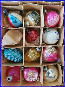Lot of 76 Vintage Glass Christmas Ornaments Various Shapes