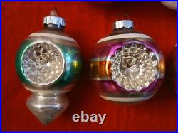 Lot of 9 Christmas Tree Ornaments, Triple And Double Indents, Shiny Brite