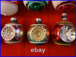 Lot of 9 Christmas Tree Ornaments, Triple And Double Indents, Shiny Brite