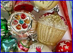 Lot of Antique German Mercury Glass Hand Blown Painted Christmas Ornaments