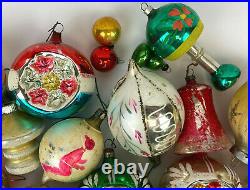 Lot of Antique German Mercury Glass Hand Blown Painted Christmas Ornaments