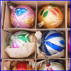 Lot of Vintage Mercury Glass Christmas Ornament Mica Teardrop + Balls Hand Paint