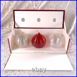 Louis Vuitton Christmas Ornament Glass Ball Set of 3 Rare VIP Gift with Case