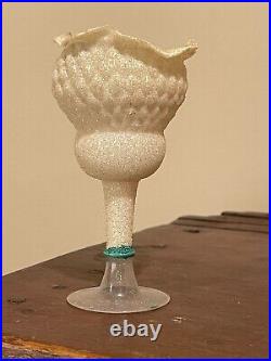 Lovely Antique Goblet Candle Shade Glass Christmas Ornament German Coralene