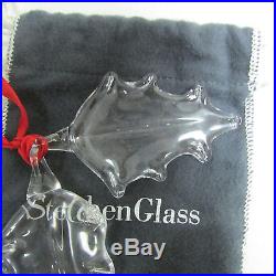 Lovely Vintage Steuben Glass Holly Leaves Crystal Christmas Ornament Set LOOK