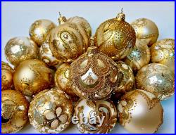 Luxury Gold Christmas Ornaments Set 30 Handmade Glass Baubles