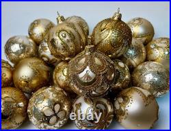 Luxury Gold Christmas Ornaments Set 30 Handmade Glass Baubles Luxury Gold Christmas Ornaments Set 30 Handmade Glass Baubles