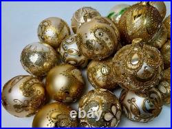 Luxury Gold Christmas Ornaments Set 30 Handmade Glass Baubles