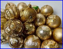 Luxury Gold Christmas Ornaments Set 30 Handmade Glass Baubles