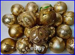 Luxury Gold Christmas Ornaments Set 30 Handmade Glass Baubles