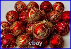 Luxury Red Gold Christmas Ornaments Set 20 Handmade Glass Balls