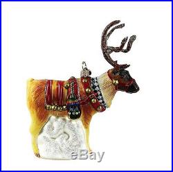 Mackenzie Childs Rare Reindeer Christmas Glass Ornament New Original Box New