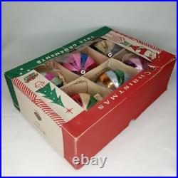MCM Christmas Ornament Set Of 6 & Box Jumbo Stripe Fantasia Made In Poland 1950s MCM Christmas Ornament Set Of 6 & Box Jumbo Stripe Fantasia Made In Poland 1950s