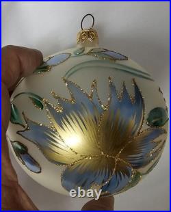 MINT ONLY YCG Blown GLASS ornaments BOX OF 4 FLORAL 5 ORNAMENTS RETIRED 2014