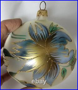 MINT ONLY YCG Blown GLASS ornaments BOX OF 4 FLORAL 5 ORNAMENTS RETIRED 2014