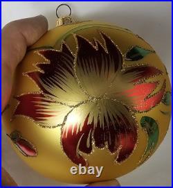 MINT ONLY YCG Blown GLASS ornaments BOX OF 4 FLORAL 5 ORNAMENTS RETIRED 2014