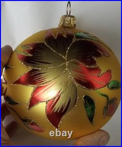 MINT ONLY YCG Blown GLASS ornaments BOX OF 4 FLORAL 5 ORNAMENTS RETIRED 2014