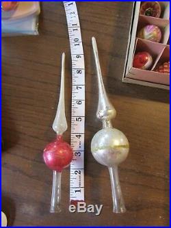 MUST SEE LOT VTG 2 TOPS + Hand Painted Glass CHRISTMAS Ornaments 1930s RARE