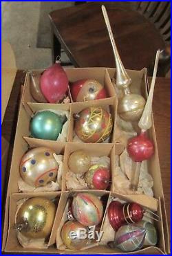 MUST SEE LOT VTG 2 TOPS + Hand Painted Glass CHRISTMAS Ornaments 1930s RARE