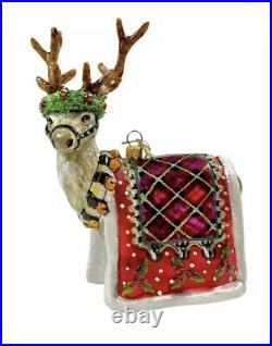 MacKenzie-Childs Aberdeen Reindeer Christmas Glass Ornament New In Box Stag