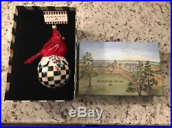 MacKenzie-Childs COURTLY CHECK Christmas Cardinal Glass Ornament RETIRED