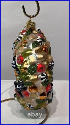 MacKenzie-Childs Della Robbia Dated Wreath 2021 Christmas Blown Glass Ornament