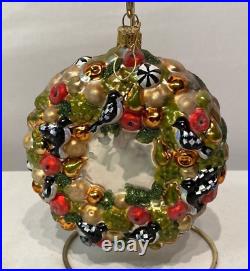 MacKenzie-Childs Della Robbia Dated Wreath 2021 Christmas Blown Glass Ornament
