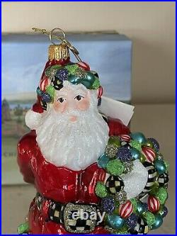 MacKenzie-Childs Glass Ornament JOLLY FATHER CHRISTMAS New in Box