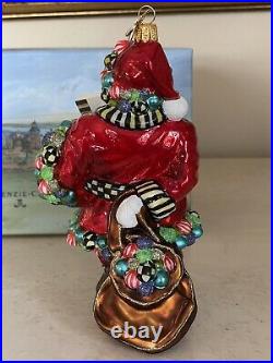 MacKenzie-Childs Glass Ornament JOLLY FATHER CHRISTMAS New in Box