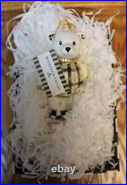 MacKenzie Childs Polar Bear Glass Christmas Ornament in Original Box- Retired