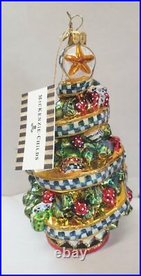 Mackenzie Childs Christmas Tree Courtly Check Blown Glass ORNAMENT NEW In BOX Mackenzie Childs Christmas Tree Courtly Check Blown Glass ORNAMENT NEW In BOX