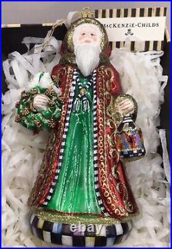 Mackenzie Childs Glass Ornament Christmas Magic Santa