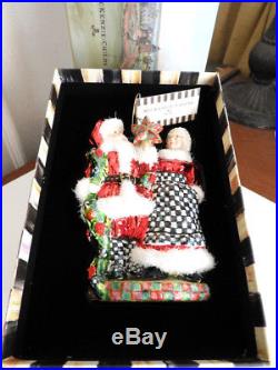 Mackenzie Childs Mr. AND MRS. CLAUS Christmas Ornament RETIRED NEW / BOX