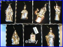 Mackenzie Childs Set of 7 Nativity Glass Christmas Ornaments Mary Joseph Kings