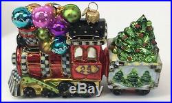 Mackenzie Childs WONDERLAND EXPRESS TRAIN LOCOMOTIVE Glass Christmas Ornament