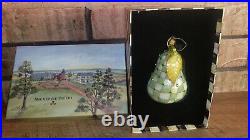 Mackenzie Childs Winter Check Pear Christmas Tree Ornament Glass NIB