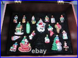 Macy's Holiday Lane 39 Piece Glass Ornament Set In Locking Wooden Box With Key