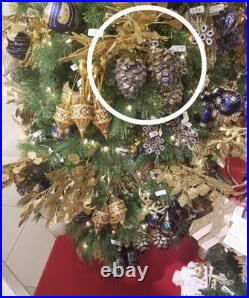 Macy's Holiday Lane Midnite Blue Glass Blue Pinecone Ornament Set Of 12 New Box Macy's Holiday Lane Midnite Blue Glass Blue Pinecone Ornament Set Of 12 New Box