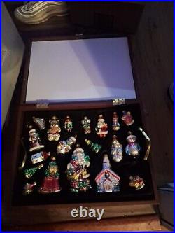 Macys Holiday Lane 40 Pc Blown Glass Christmas Ornaments In Wood Box With Lock