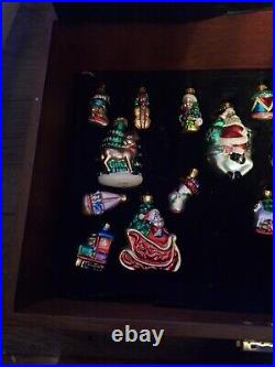 Macys Holiday Lane 40 Pc Blown Glass Christmas Ornaments In Wood Box With Lock