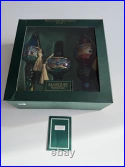 Marquis Waterford Royal Gem Handcrafted Blown Glass Christmas Ornament Set 3