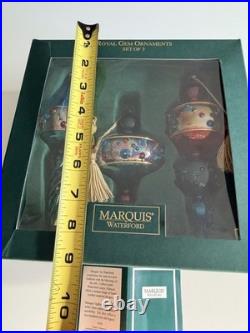 Marquis Waterford Royal Gem Handcrafted Blown Glass Christmas Ornament Set 3